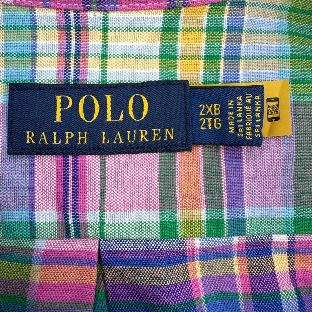 NWT Polo Ralph Lauren Mens 2XB Plaid Button Performance Multi Color New